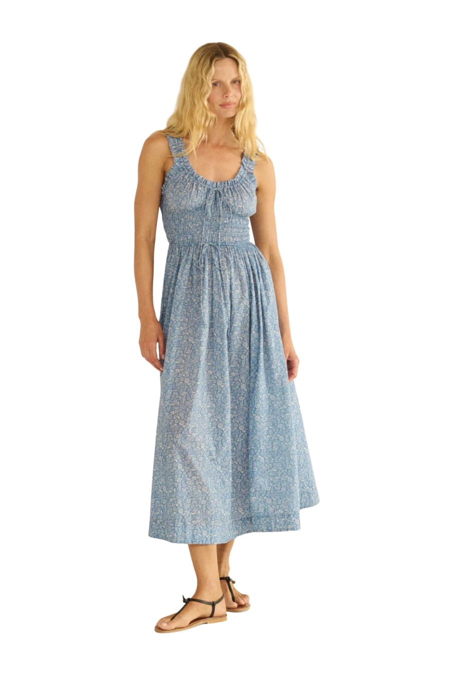 Emmaretta Dress in Blue Garden Bloom