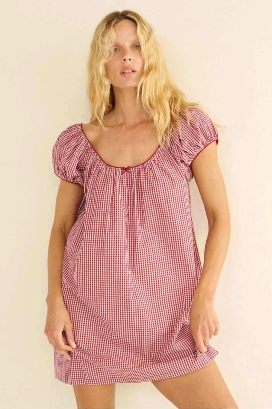 Julia Dress in Mulberry La Maddalena Gingham