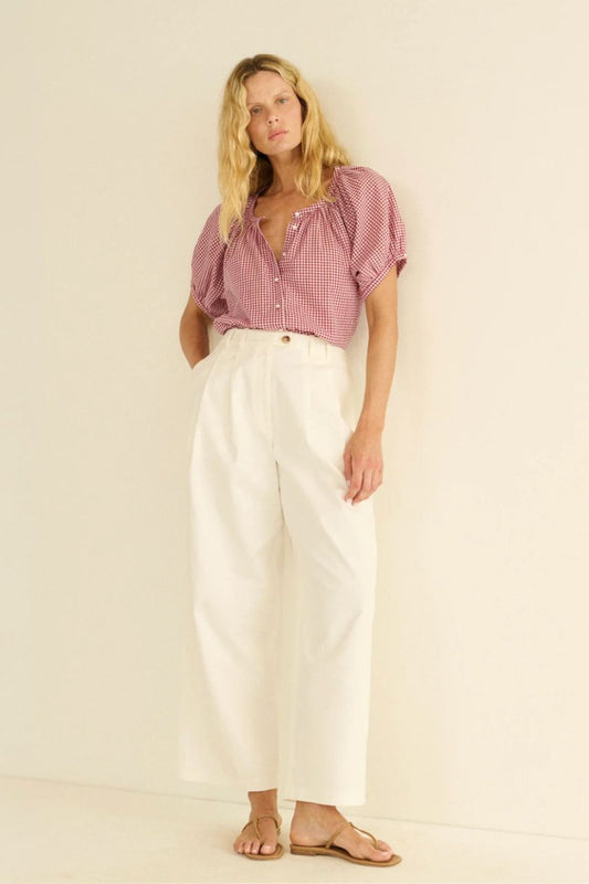 June Top in Mulberry La Maddalena Gingham
