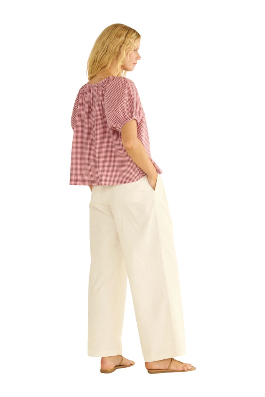 June Top in Mulberry La Maddalena Gingham