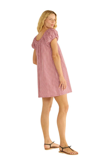 Julia Dress in Mulberry La Maddalena Gingham