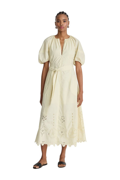 Embroidered Onella Dress in Ecru