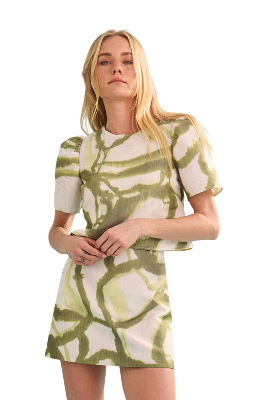 Britt Mini Skirt in Seabreeze Ikat Green