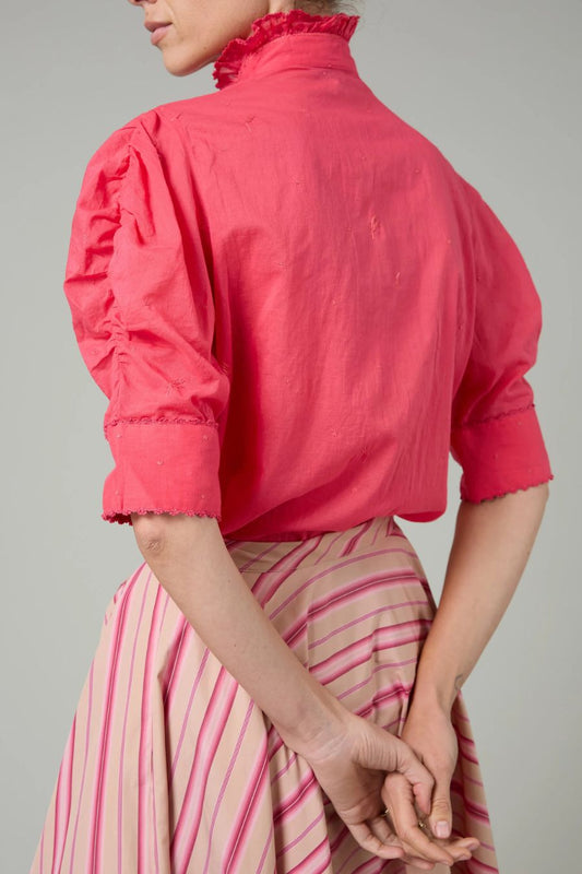 Vita Blouse in Wild Flower Embroidered Raspberry