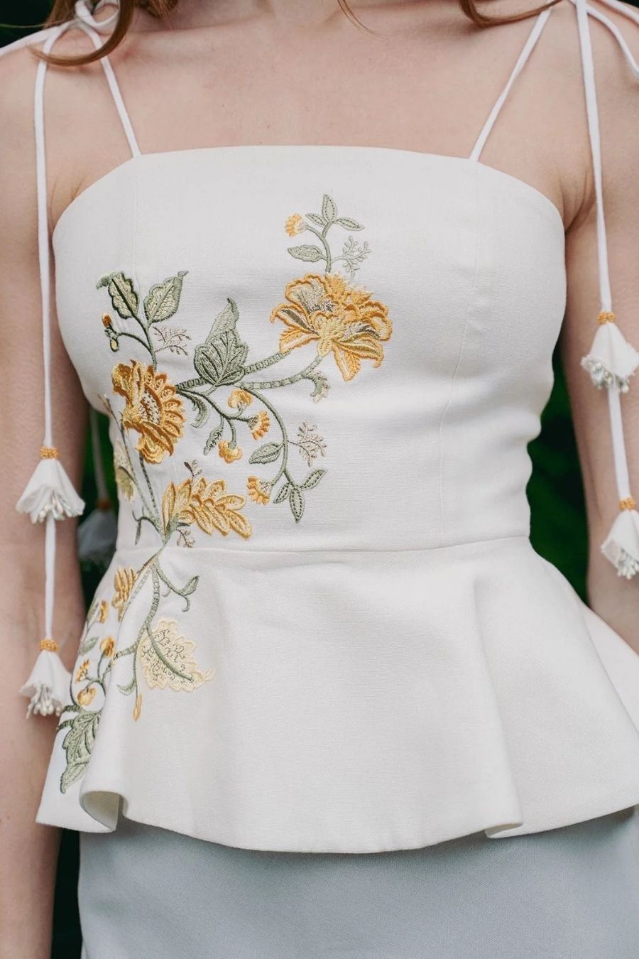 Lily Top in Golestan Embroidery Yellow/White