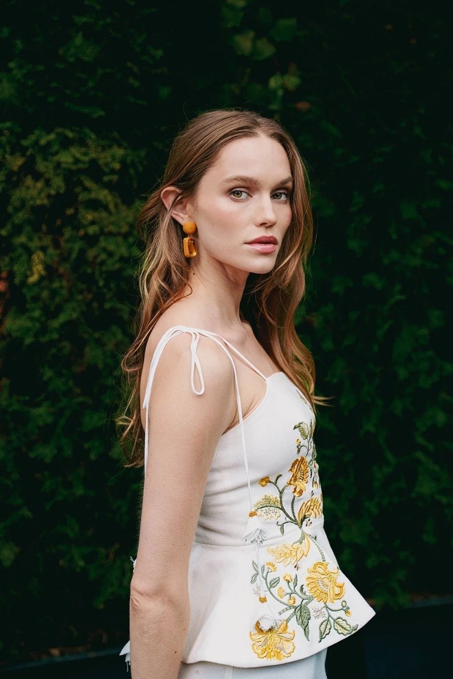 Lily Top in Golestan Embroidery Yellow/White