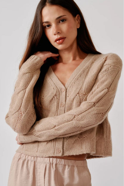Jolie Cashmere Cardigan in Dune