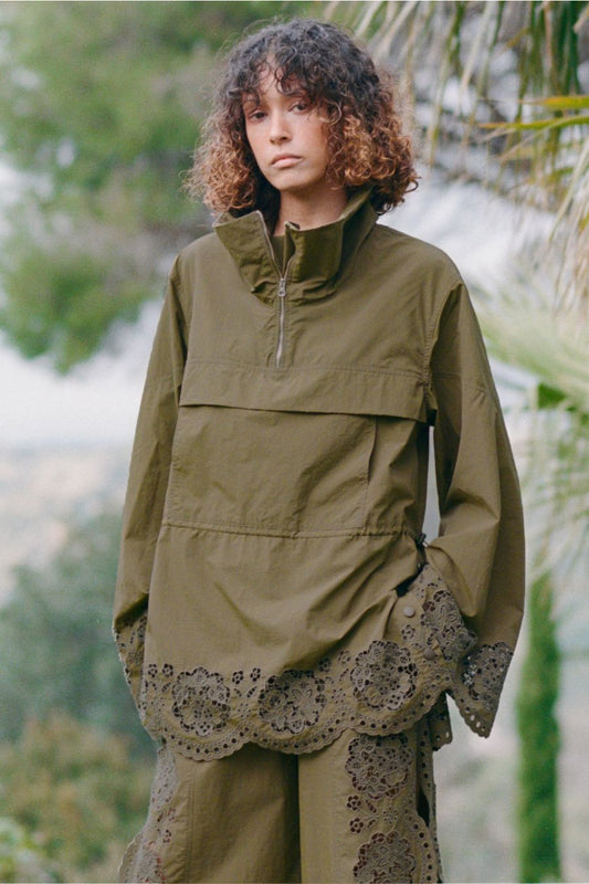 Vittoria Eyelet Jacket in Olive