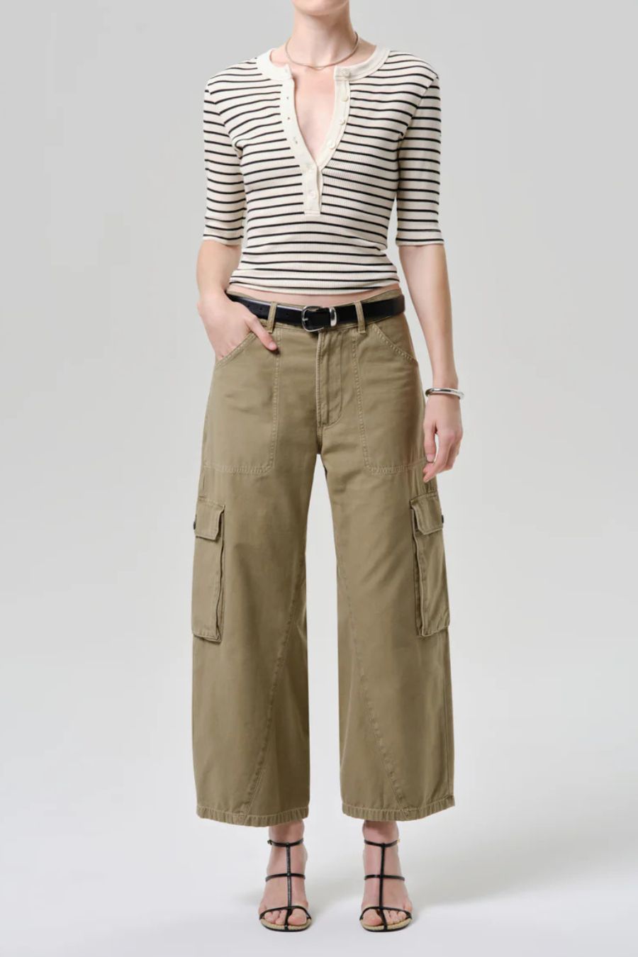Nali Short Sleeve Henley in Quartz Stripe