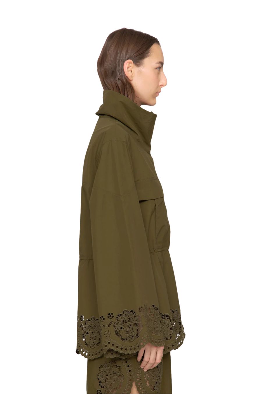 Vittoria Eyelet Jacket in Olive