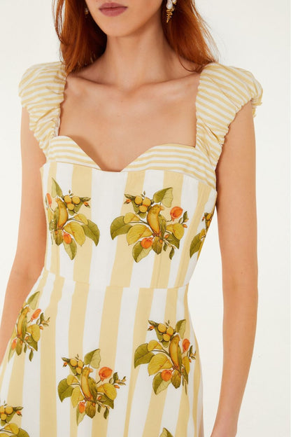 Lemon Birds Multicolor Cropped Dress in Multi