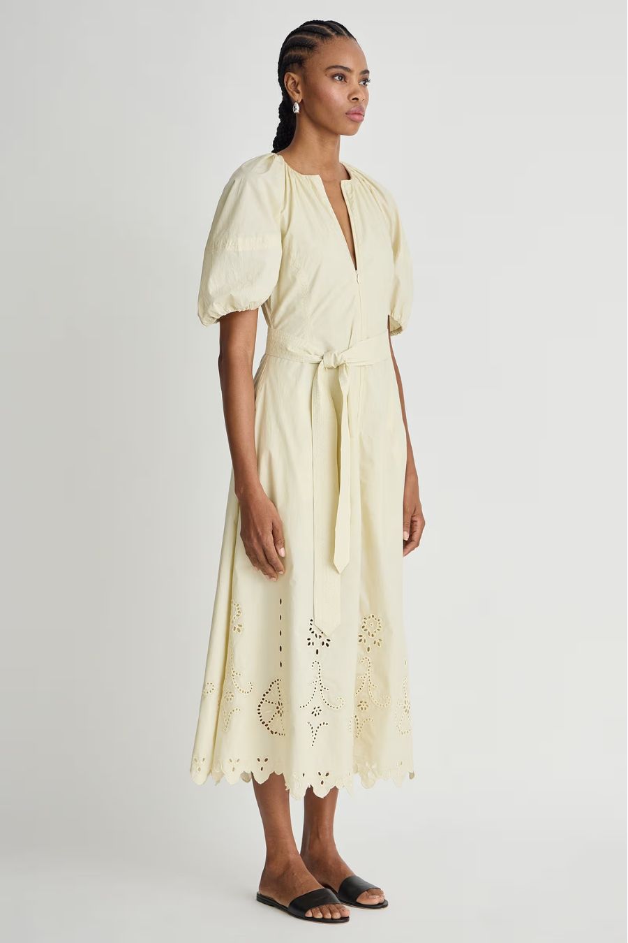 Embroidered Onella Dress in Ecru