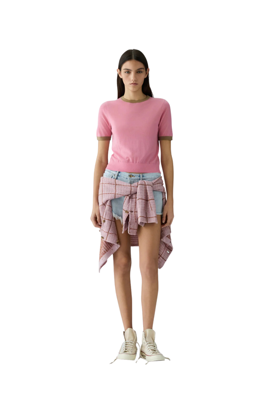 Airy Ringer Tee in Sprinkle/Camel