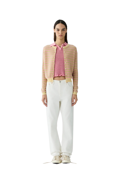 Stripe Jane Cardigan in Butter Combo