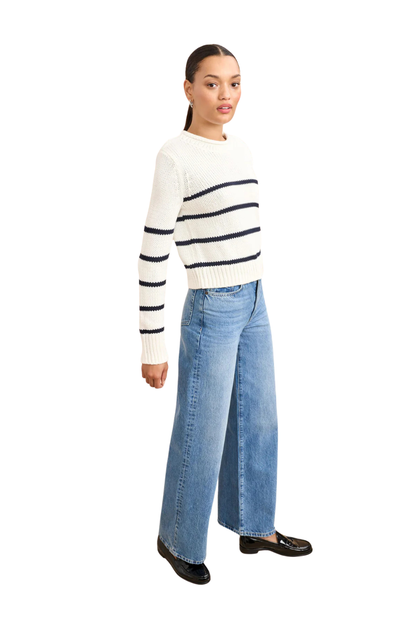 Mini Marina Sweater in Cream/Navy