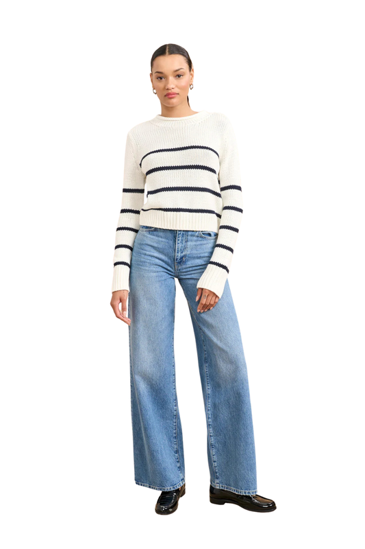 Mini Marina Sweater in Cream/Navy