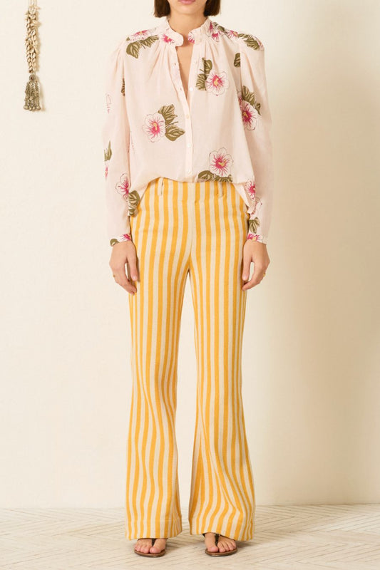 Artemis Blush Hibiscus Shirt in Off-White