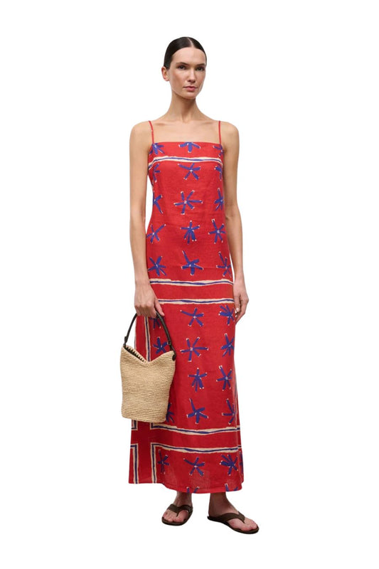 Laura Linen Dress in Painted Foulard