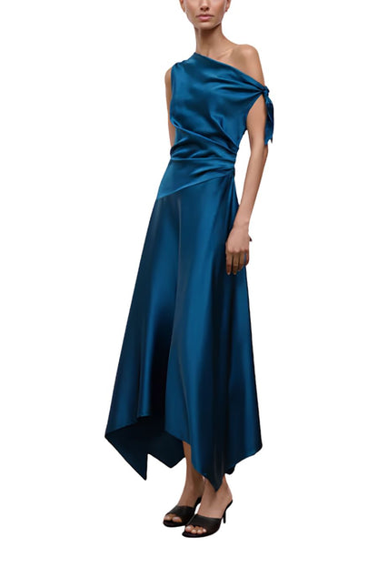 Portia Silk Dress in Harbor