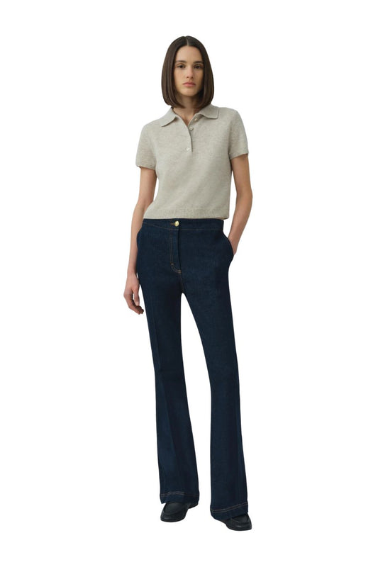 Twila Short Sleeve Polo in Stone