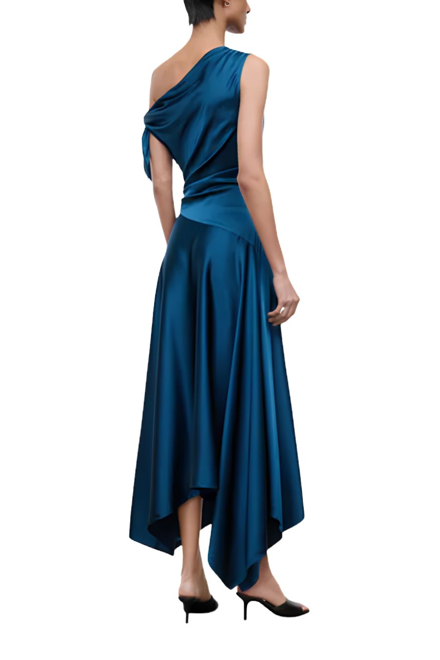 Portia Silk Dress in Harbor