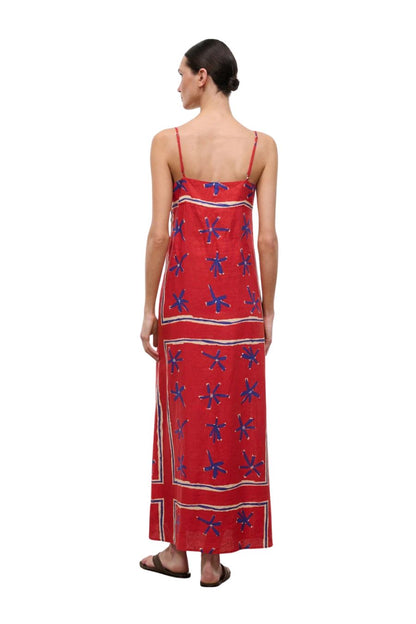 Laura Linen Dress in Painted Foulard