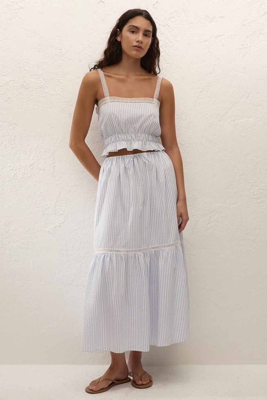 Venta Skirt in Carmen Stripe Light Blue/White
