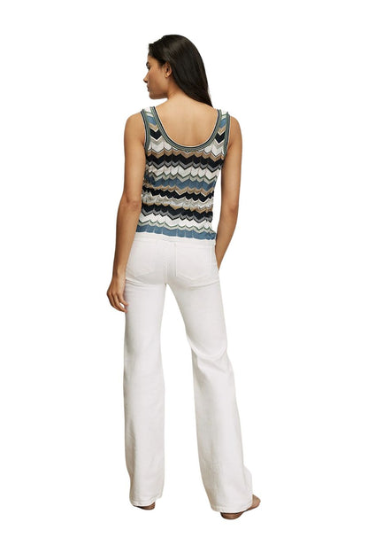 Sandra Tank in Sage/White/Navy