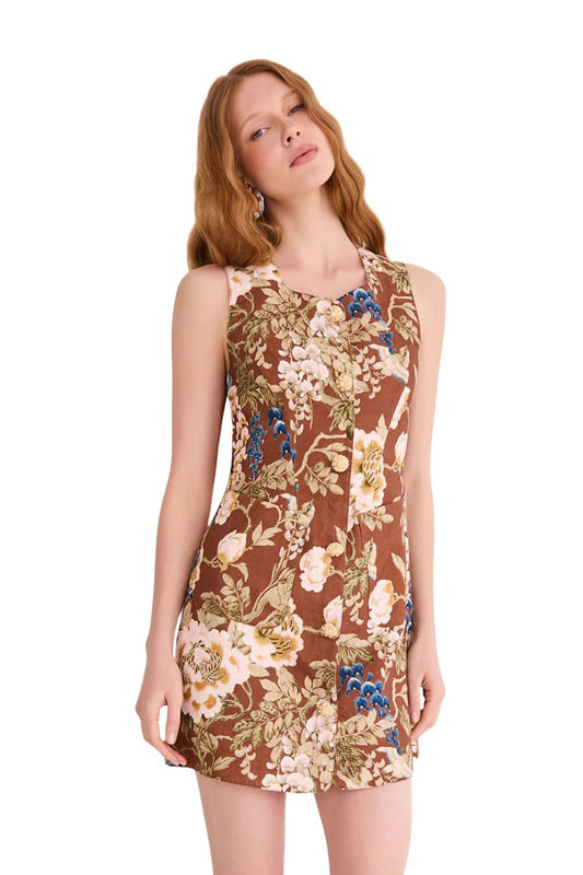 Rhapsody Dress in Flora Meadow Brown