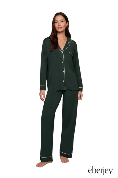 Gisele Long PJ Set in Pine/Ivory