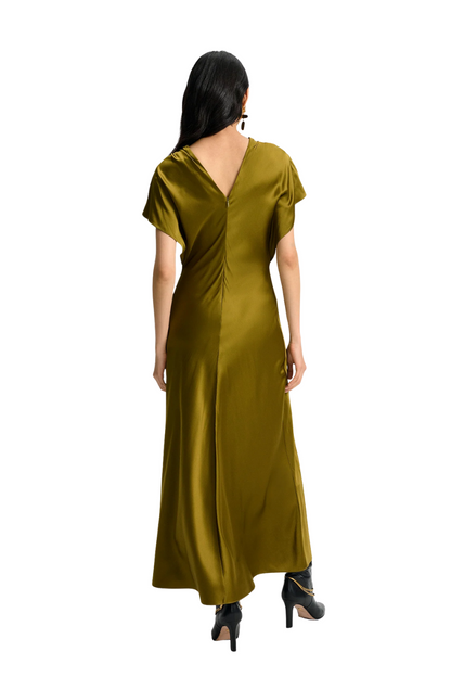 Redgrave Silk Midi Dress in Moss