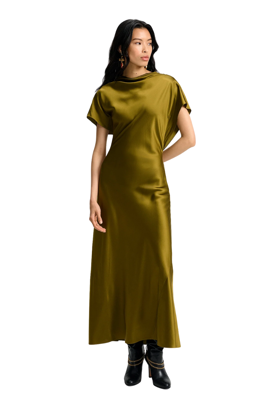 Redgrave Silk Midi Dress in Moss