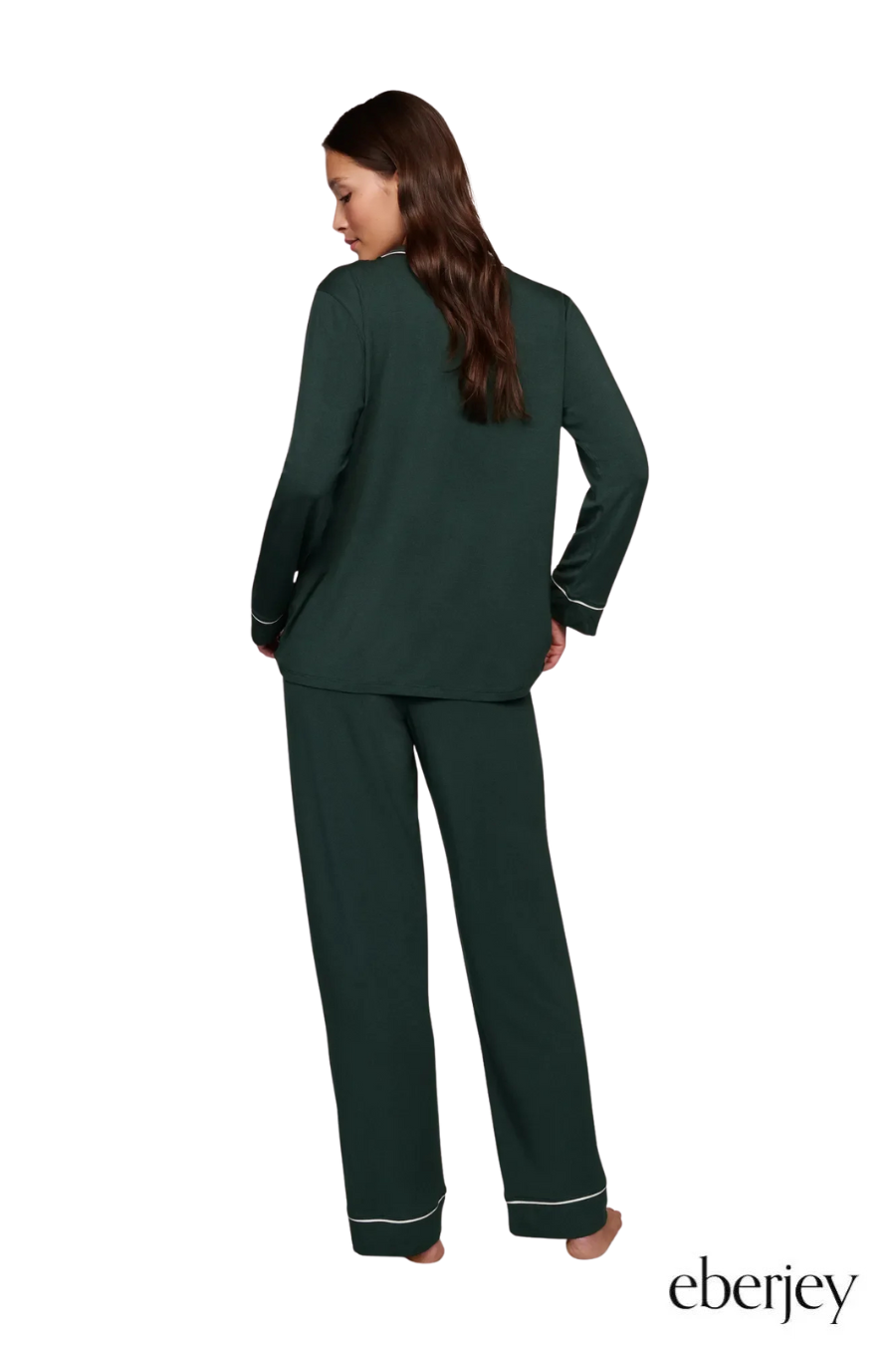 Gisele Long PJ Set in Pine/Ivory