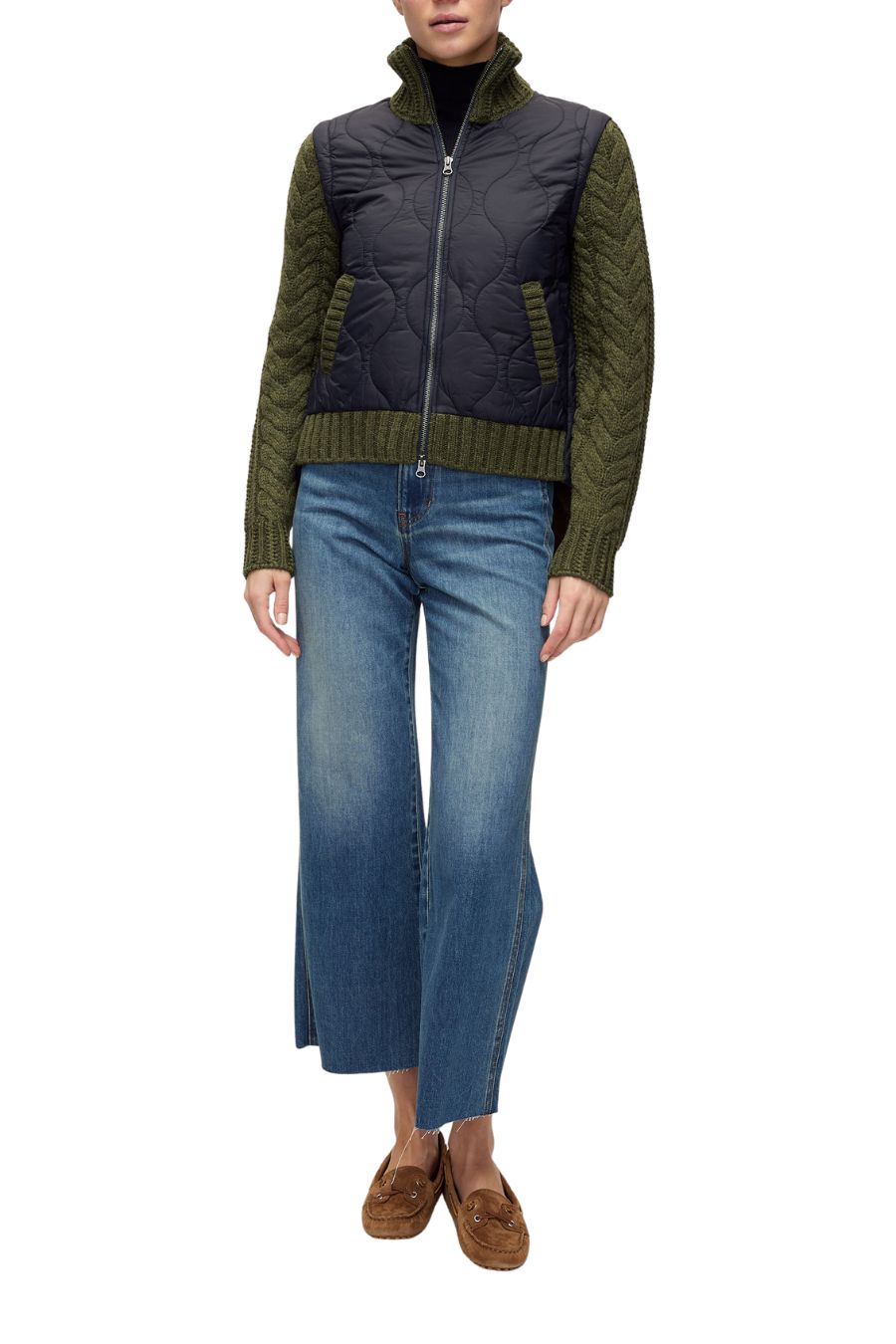 Patra Mixed Media Jacket in Navy/Army Melange