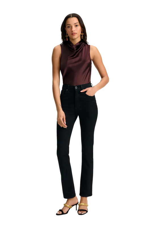 Tam Silk Sleeveless Top in Dark Current