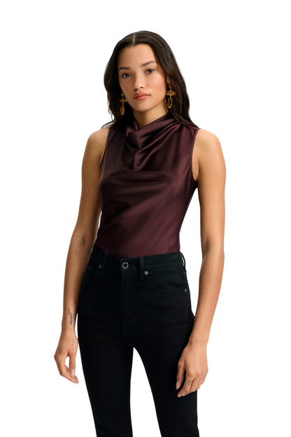 Tam Silk Sleeveless Top in Dark Current