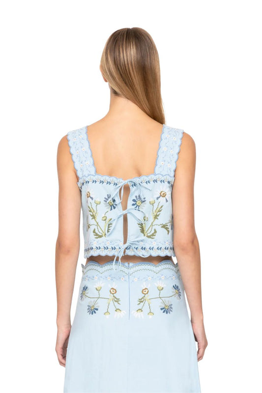 Audra Embroidered Top in Blue