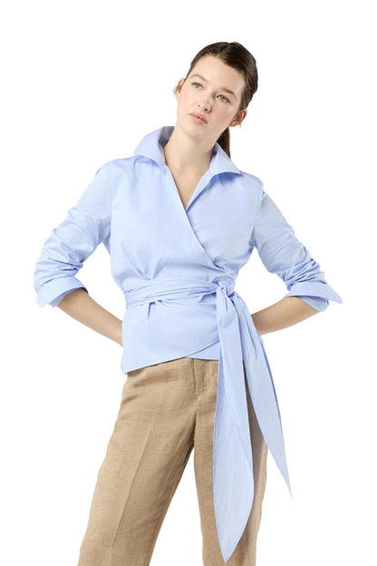 Hilary Wrap Top in Sky