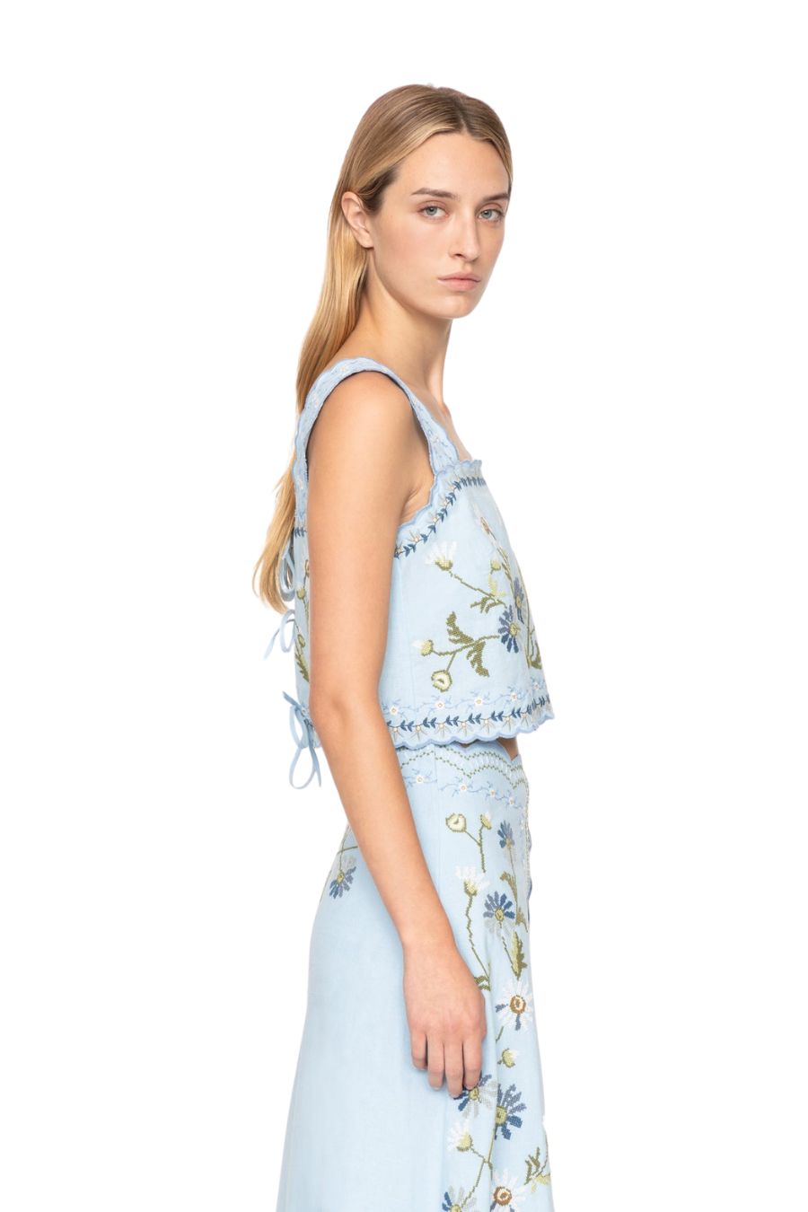 Audra Embroidered Top in Blue