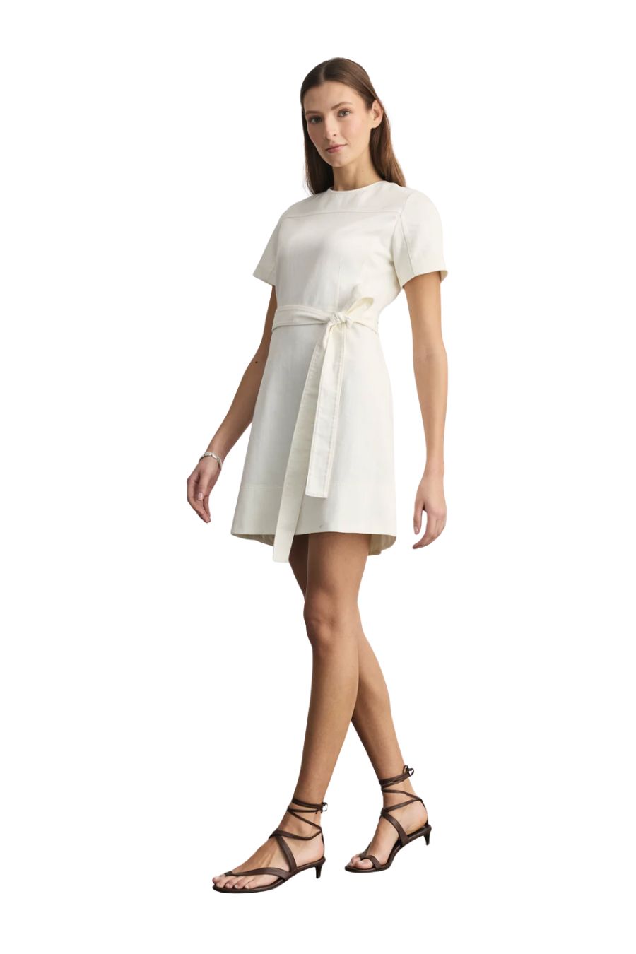 Short Ella Denim Dress in Chalk