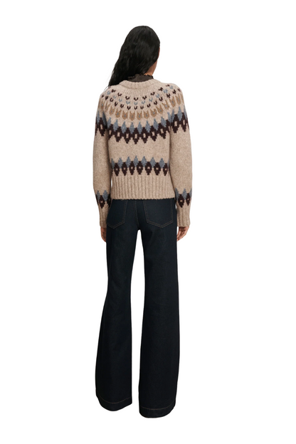 Christina Fairisle Cardigan in Oatmeal Melange Multi