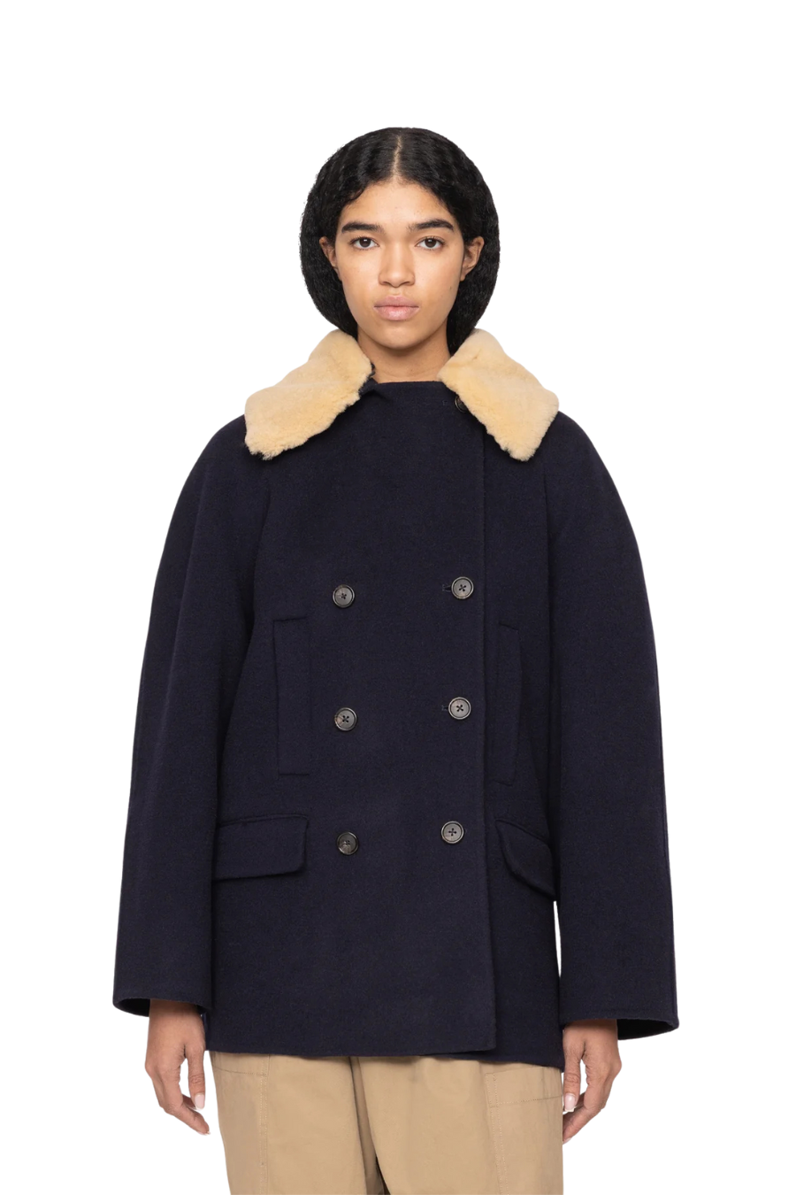 Astra Peacoat in Navy