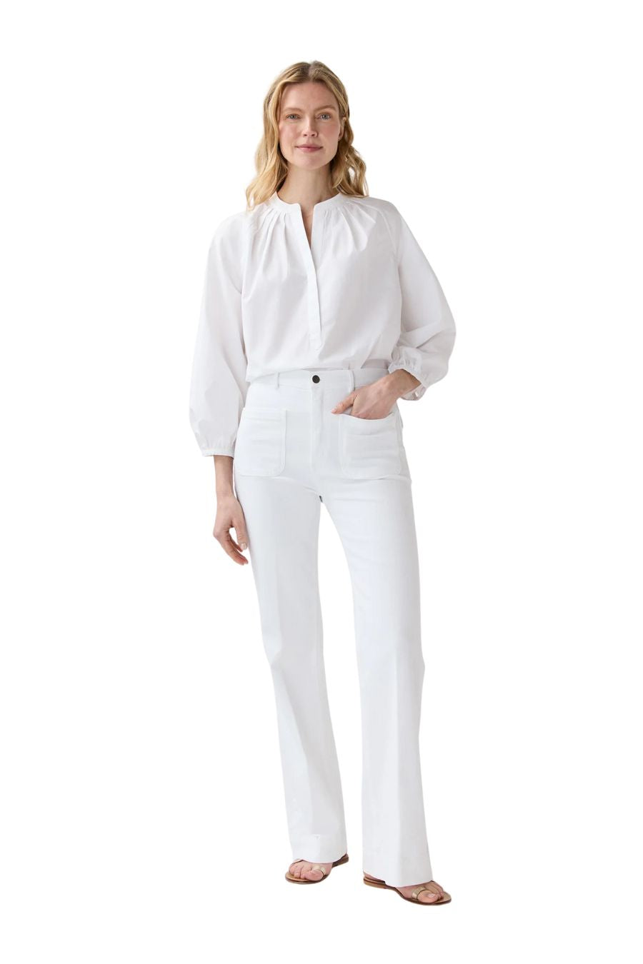 Camille Patch-Pocket Jean in White