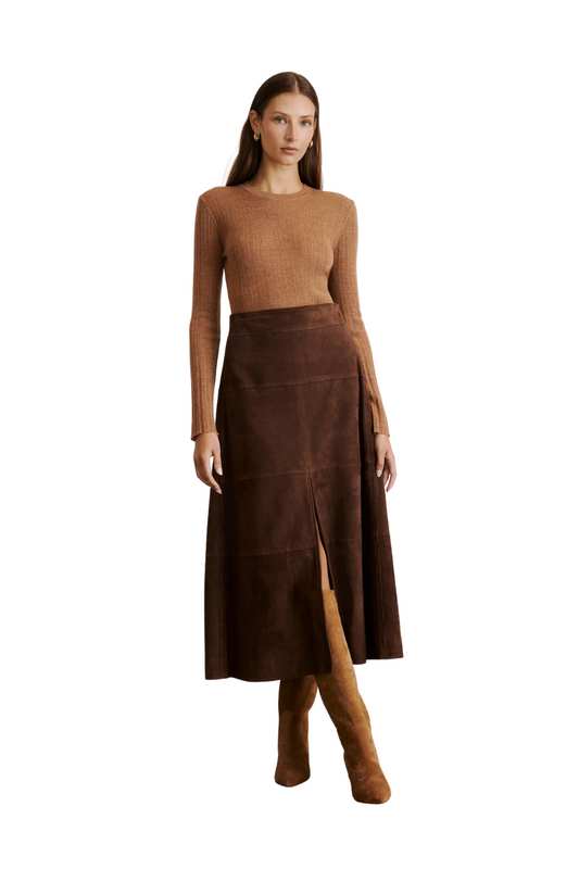 Suede Hudson Skirt in Chocolate