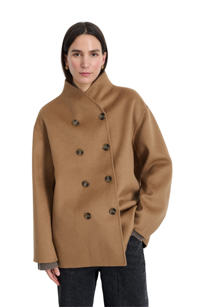 Sophia Coat in Wool in Camel