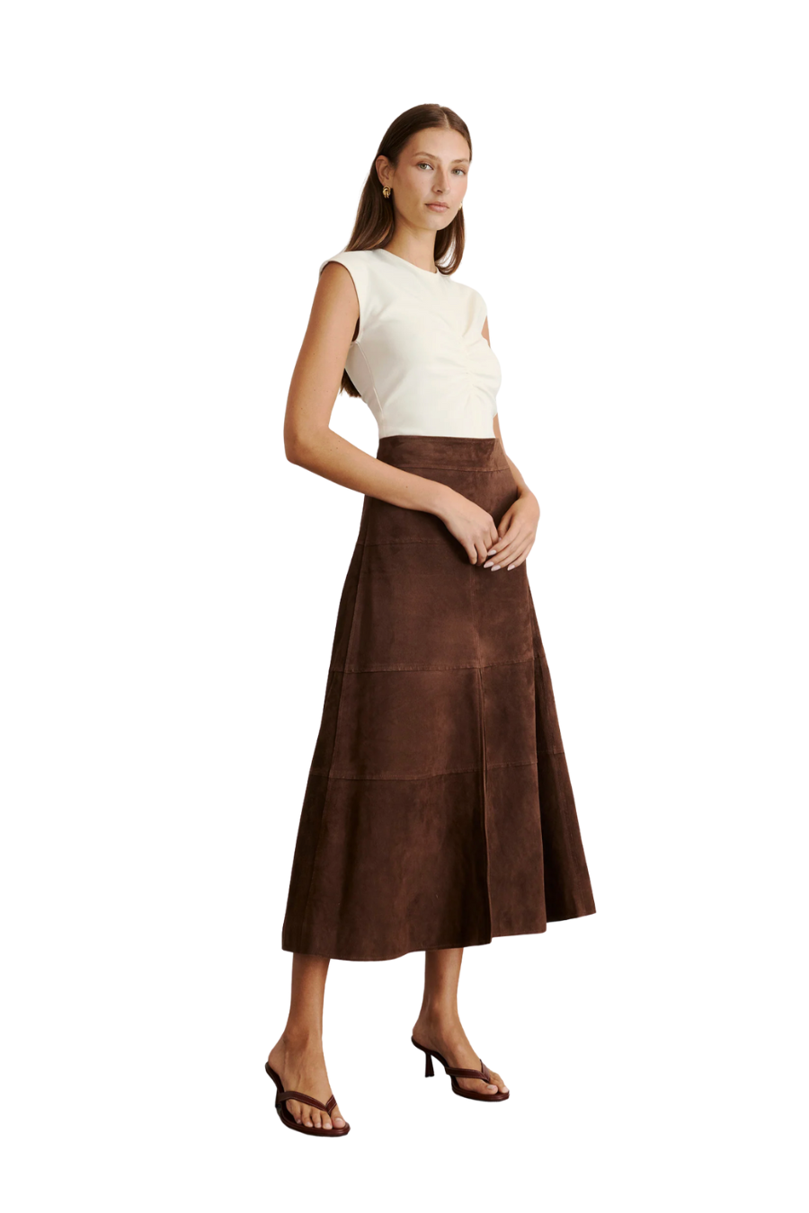 Suede Hudson Skirt in Chocolate