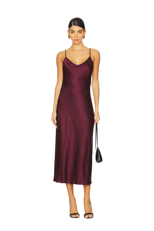 Taylor Silk Dress in Bordeaux