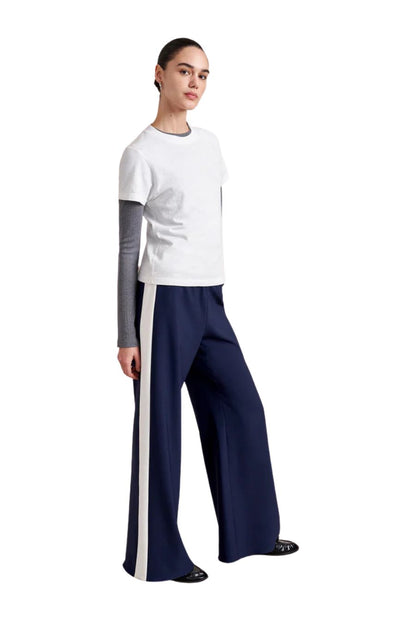 Side Stripe Colby Pant in Navy/Ivory