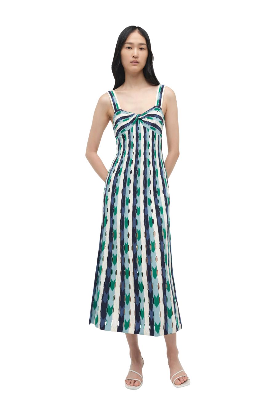 Christina Midi Dress in Kelly Green Multi