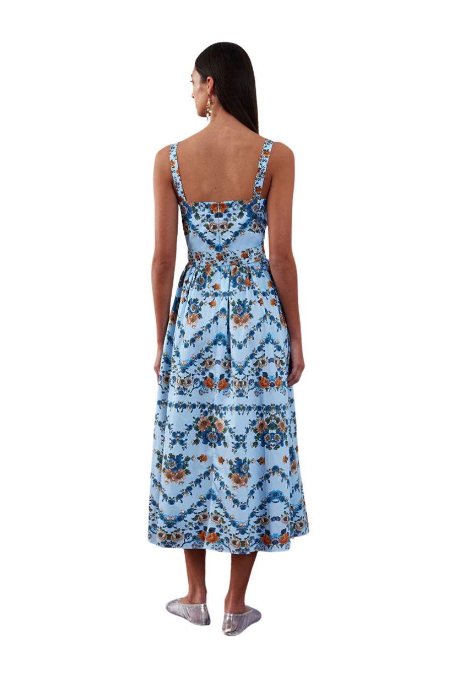Ninet Cotton Midi Dress in Magical Blossom Blue